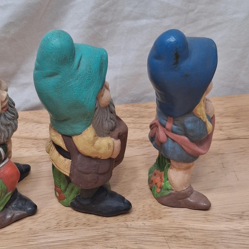 Vintage Ceramic Garden Gnomes / Dwarfs Set Of 6 Hand Painted Pixie Girl Boy READ - Picture 16 of 16